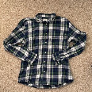 Old Navy Men's Casual Plaid Shirt - Navy and Green